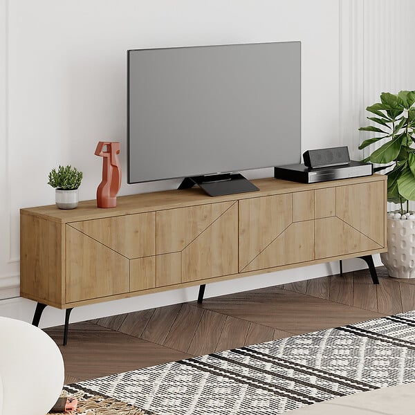 HABITAT ET JARDIN - Meuble TV en bois "Dune" - 180 x 29 x 50 cm - Beige - large