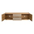OVIALA - Meuble TV effet bois 150 cm style scandinave bois clair  - Tomy - vignette