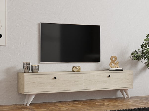 HABITAT ET JARDIN - Meuble TV en bois "Parlak" - 160 x 25 x 40 cm - Beige - large