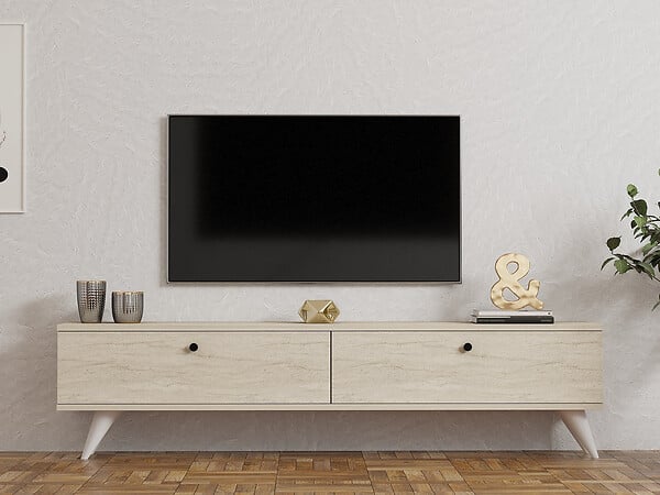 HABITAT ET JARDIN - Meuble TV en bois "Parlak" - 160 x 25 x 40 cm - Beige - large