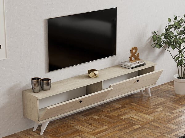 HABITAT ET JARDIN - Meuble TV en bois "Parlak" - 160 x 25 x 40 cm - Beige - large