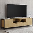 ID MARKET - Meuble TV 180 cm DETROIT 2 portes 2 tiroirs design industriel - vignette