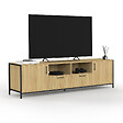 ID MARKET - Meuble TV 180 cm DETROIT 2 portes 2 tiroirs design industriel - vignette
