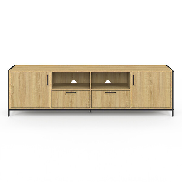 ID MARKET - Meuble TV 180 cm DETROIT 2 portes 2 tiroirs design industriel - large