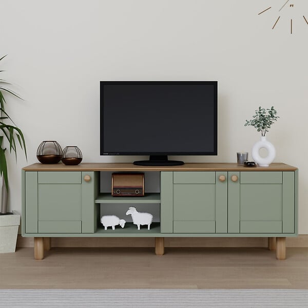 HABITAT ET JARDIN - Meuble TV en bois "Mia" - 160 x 40 x 56 cm - Vert - large