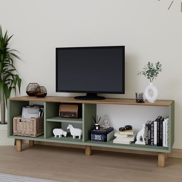 HABITAT ET JARDIN - Meuble TV en bois "Mia" - 160 x 40 x 56 cm - Vert - large