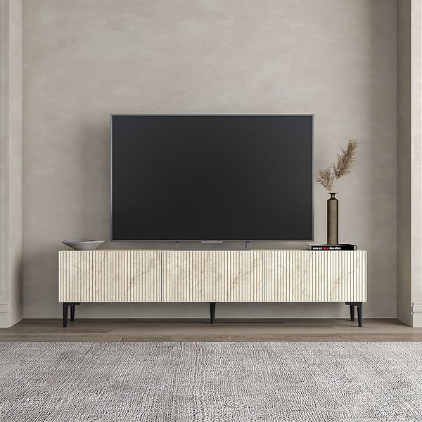 HABITAT ET JARDIN - Meuble TV en bois "Oscar" - 180 x 31 x 45 cm - Beige - large