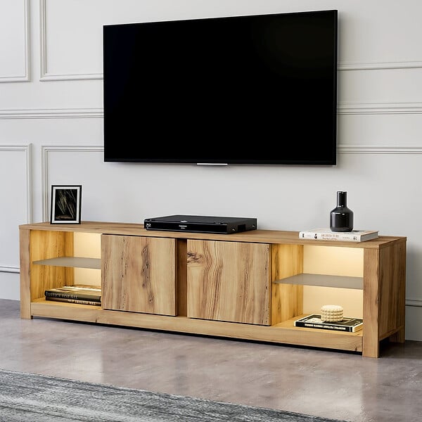 HABITAT ET JARDIN - Meuble TV en bois "Aydos" 180 x 35 x 45 cm - Chêne - large