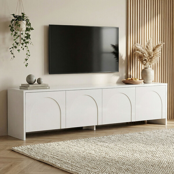 HABITAT ET JARDIN - Meuble TV en bois "Aurelia" - 180 x 32 x 45 cm - Blanc - large