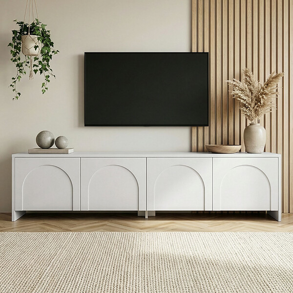 HABITAT ET JARDIN - Meuble TV en bois "Aurelia" - 180 x 32 x 45 cm - Blanc - large