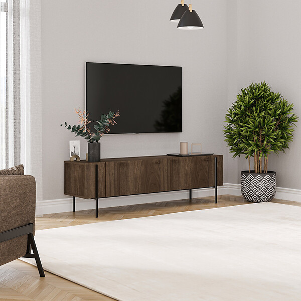 HABITAT ET JARDIN - Meuble TV en bois "Herman" - 160 x 31 x 45 cm - Marron - large