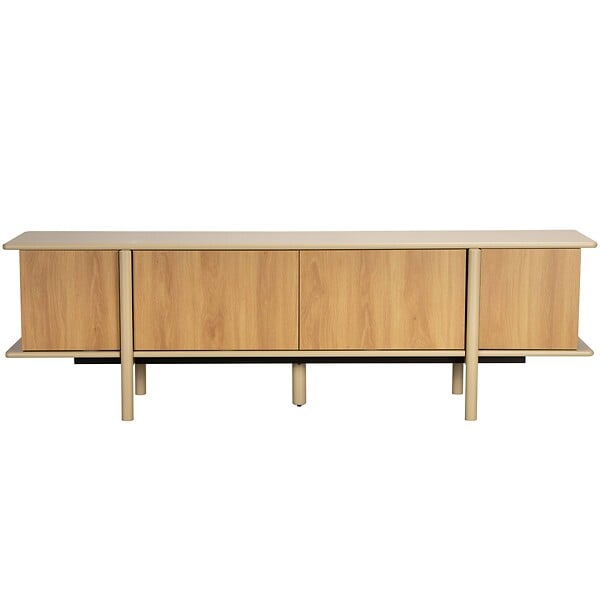 OVIALA - Meuble TV effet bois 4 portes 180 cm crème - Nelio - large