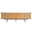 OVIALA - Meuble TV effet bois 4 portes 180 cm crème - Nelio - vignette