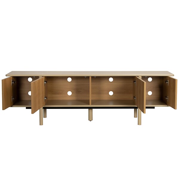 OVIALA - Meuble TV effet bois 4 portes 180 cm crème - Nelio - large