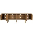OVIALA - Meuble TV effet bois 4 portes 180 cm crème - Nelio - vignette