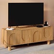 ID MARKET - Meuble TV 140 cm ARCHIE 4 portes design arche effet bois - vignette