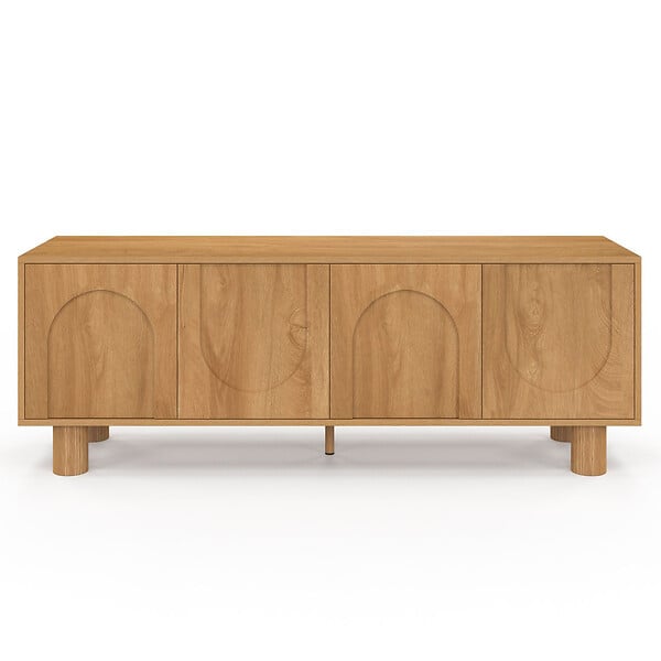 ID MARKET - Meuble TV 140 cm ARCHIE 4 portes design arche effet bois - large