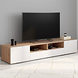 ID MARKET - Meuble TV 180 cm ELI bois façon hêtre portes blanches - vignette