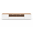ID MARKET - Meuble TV 180 cm ELI bois façon hêtre portes blanches - vignette