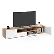 ID MARKET - Meuble TV 180 cm ELI bois façon hêtre portes blanches - vignette