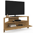 ID MARKET - Meuble TV 100 cm d'angle HANAE 1 porte effet naturel cannage - vignette