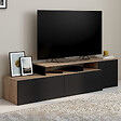 ID MARKET - Meuble TV 140-180 cm modulable d'angle BASILE rotatif bois et noir - vignette
