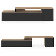 ID MARKET - Meuble TV 140-180 cm modulable d'angle BASILE rotatif bois et noir - vignette