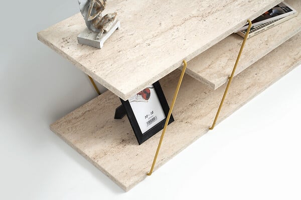 HABITAT ET JARDIN - Meuble TV en bois "Canaz" - 120 x 30 x 33 cm - Travertin - large