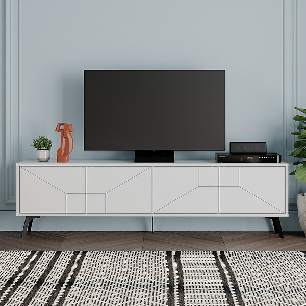 HABITAT ET JARDIN - Meuble TV en bois "Dune" - 180 x 29 x 50 cm - Blanc - large