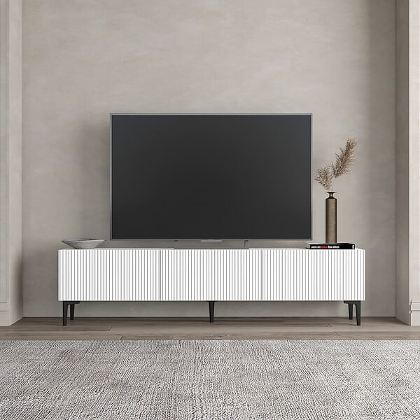 HABITAT ET JARDIN - Meuble TV en bois "Oscar" - 180 x 31 x 45 cm - Blanc - large