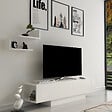 HABITAT ET JARDIN - Meuble TV en bois "Matera" - 150 x 31 x 41 cm - Blanc - vignette
