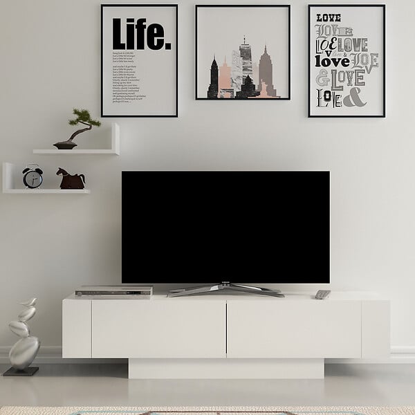 HABITAT ET JARDIN - Meuble TV en bois "Matera" - 150 x 31 x 41 cm - Blanc - large