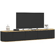 ID MARKET - Meuble TV 180 cm suspendu LEORA 3 portes bois et noir - vignette