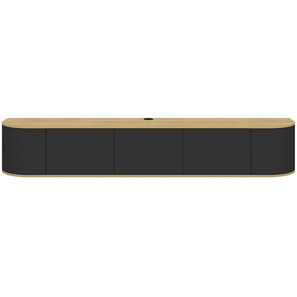 ID MARKET - Meuble TV 180 cm suspendu LEORA 3 portes bois et noir - large