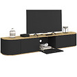 ID MARKET - Meuble TV 180 cm suspendu LEORA 3 portes bois et noir - vignette