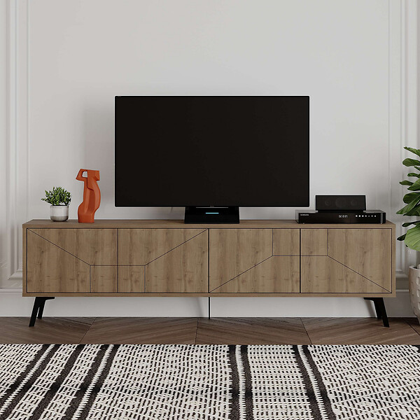 HABITAT ET JARDIN - Meuble TV en bois "Dune" - 180 x 29 x 50 cm - Marron - large