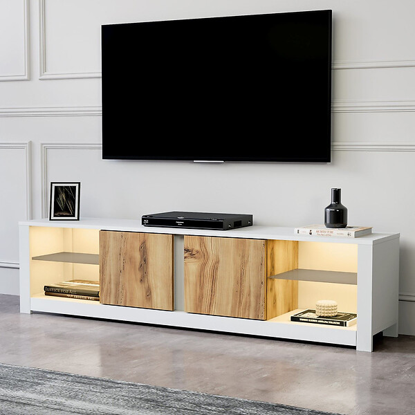 HABITAT ET JARDIN - Meuble TV en bois "Aydos" 180 x 35 x 45 cm - Blanc - large