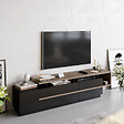 HABITAT ET JARDIN - Meuble TV en bois "Basak" - 180 x 40 x 46 cm - Noir - vignette