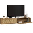 ID MARKET - Meuble TV 180 cm suspendu HANAE 2 portes effet naturel cannage - vignette