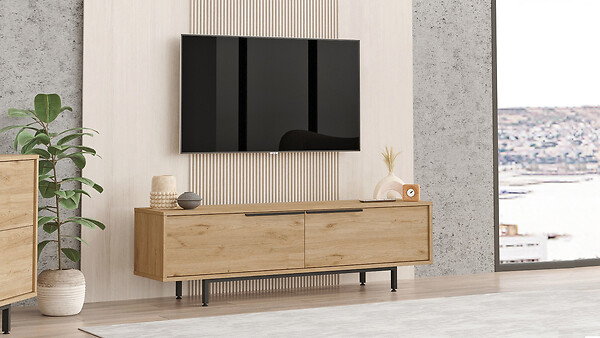 HABITAT ET JARDIN - Meuble TV en bois "Calvin" - 160 x 35 x 45 cm - Marron - large