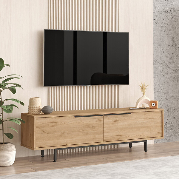 HABITAT ET JARDIN - Meuble TV en bois "Calvin" - 160 x 35 x 45 cm - Marron - large