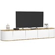 ID MARKET - Meuble TV 180 cm suspendu LEORA 3 portes bois et blanc - vignette