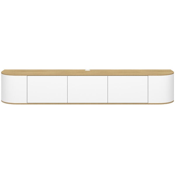 ID MARKET - Meuble TV 180 cm suspendu LEORA 3 portes bois et blanc - large