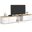 ID MARKET - Meuble TV 180 cm suspendu LEORA 3 portes bois et blanc - vignette