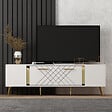 HABITAT ET JARDIN - Meuble TV en bois "Detas" - 150 x 35 x 48 cm - Or - vignette