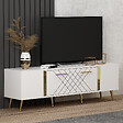 HABITAT ET JARDIN - Meuble TV en bois "Detas" - 150 x 35 x 48 cm - Or - vignette