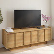 ID MARKET - Meuble TV 140 cm ROSIE 3 portes façon hêtre design minimaliste - vignette