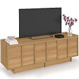 ID MARKET - Meuble TV 140 cm ROSIE 3 portes façon hêtre design minimaliste - vignette