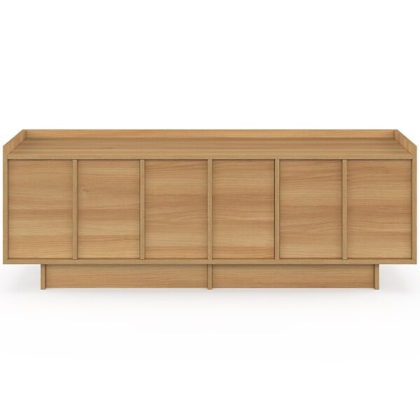 ID MARKET - Meuble TV 140 cm ROSIE 3 portes façon hêtre design minimaliste - large