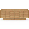 ID MARKET - Meuble TV 140 cm ROSIE 3 portes façon hêtre design minimaliste - vignette